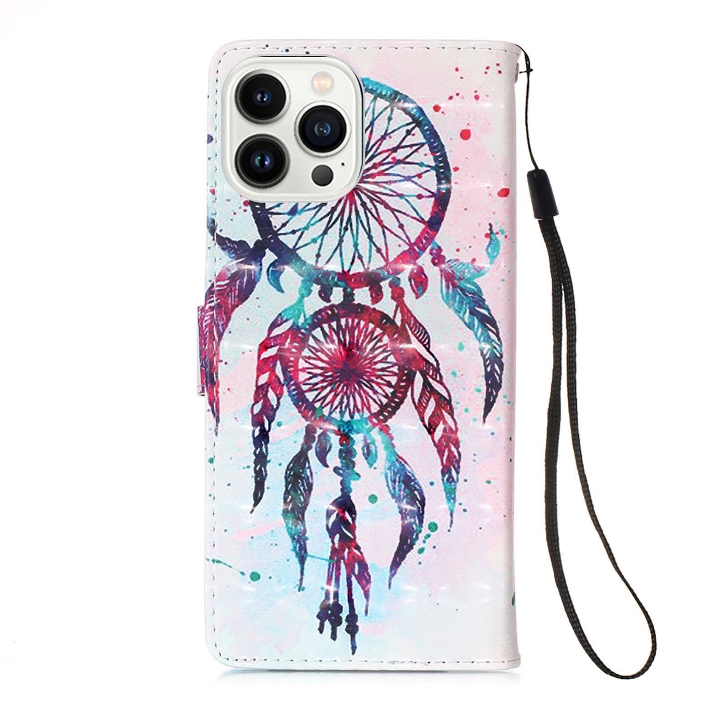 iPhone 15 Pro Leather Flip Phone Case with 3D Painted Design, Card Holder, Wallet & Stand Function - Durable Protection & Easy Access