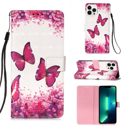 iPhone 15 Pro Leather Flip Phone Case with 3D Painted Design, Card Holder, Wallet & Stand Function - Durable Protection & Easy Access