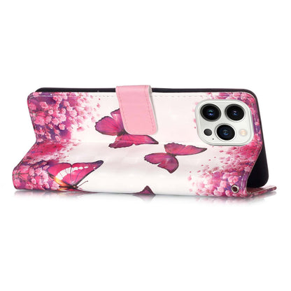 iPhone 15 Pro Leather Flip Phone Case with 3D Painted Design, Card Holder, Wallet & Stand Function - Durable Protection & Easy Access