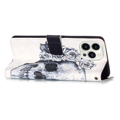 iPhone 15 Pro Leather Flip Phone Case with 3D Painted Design, Card Holder, Wallet & Stand Function - Durable Protection & Easy Access