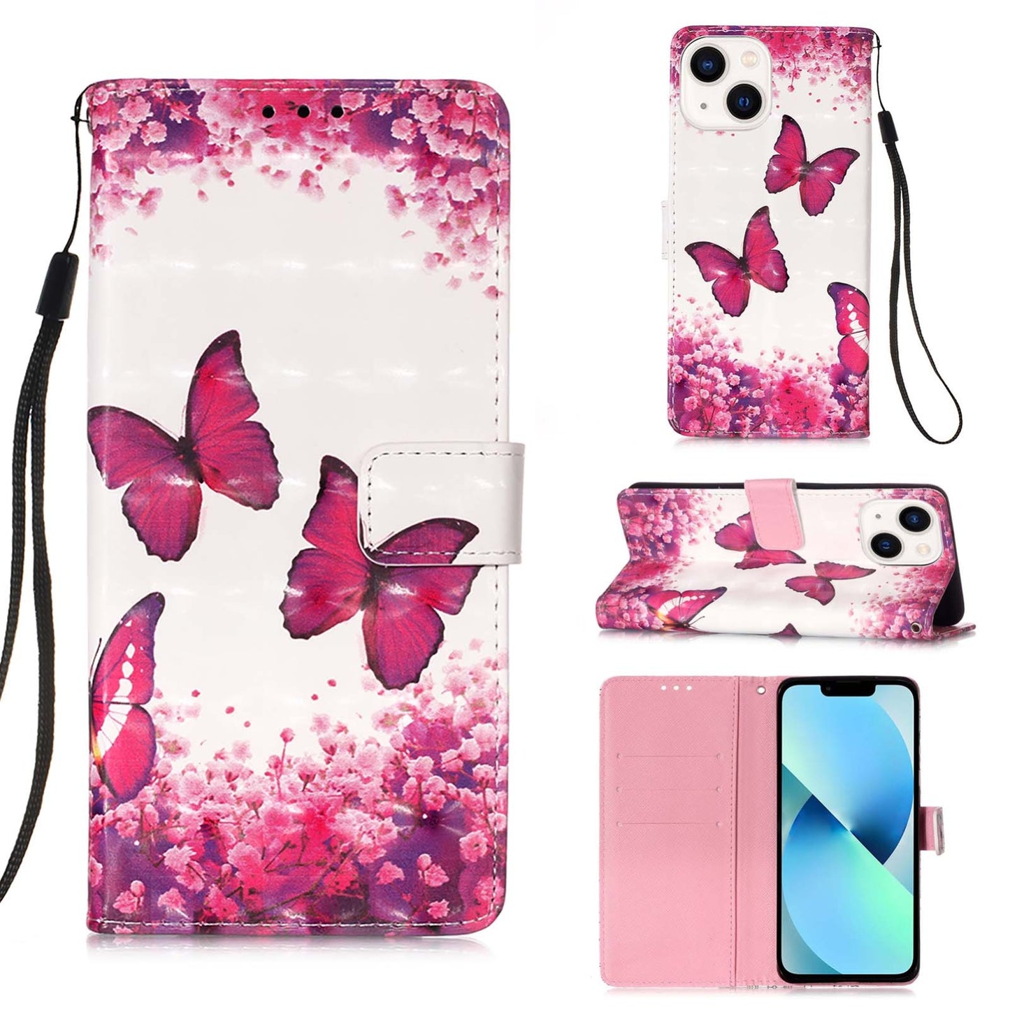 iPhone 15 Plus Leather Flip Phone Case with 3D Painted Design, Card Holder, Wallet & Stand Function - Durable Protection & Easy Access