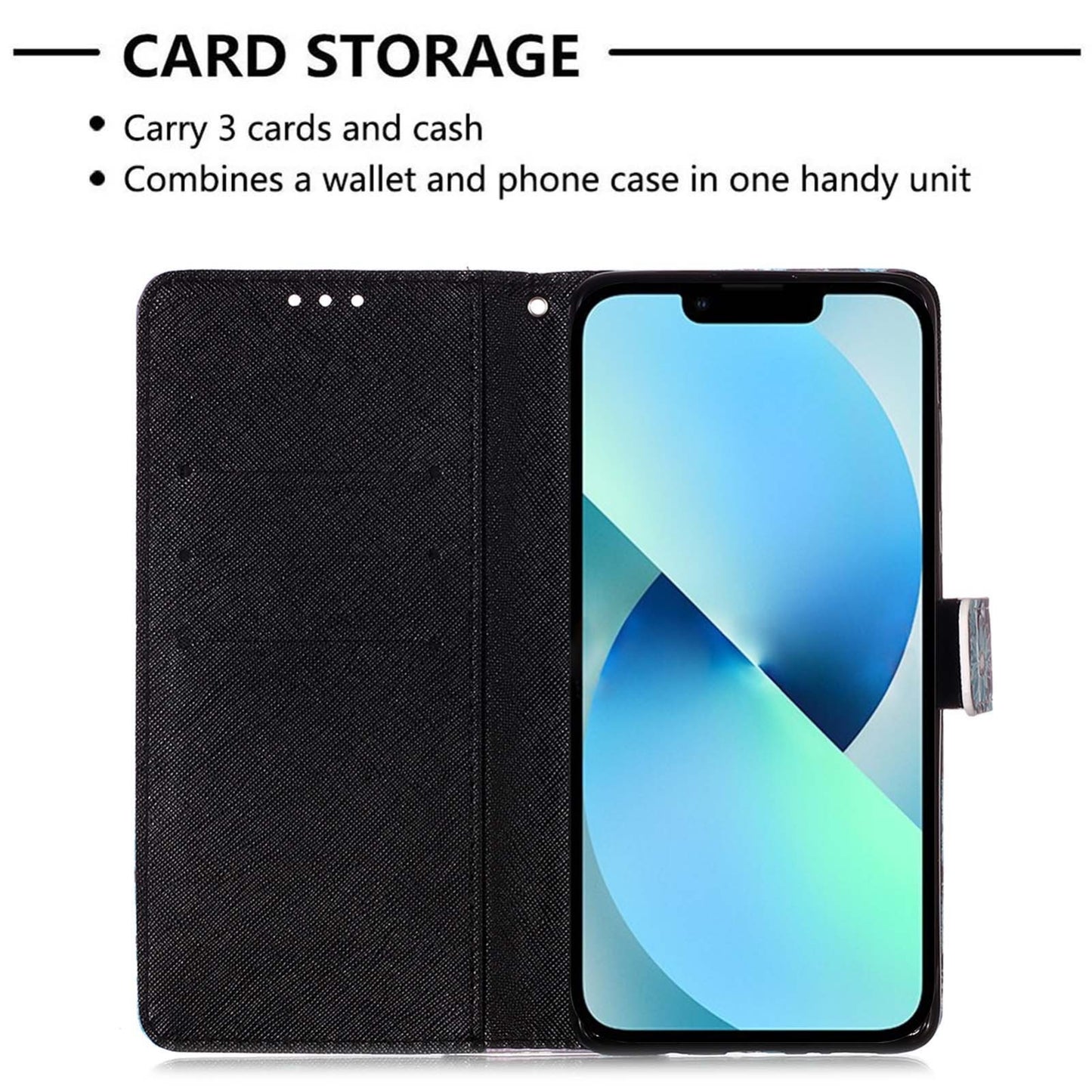 iPhone 15 Plus Leather Flip Phone Case with 3D Painted Design, Card Holder, Wallet & Stand Function - Durable Protection & Easy Access