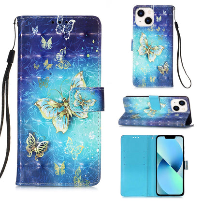 iPhone 15 Leather Flip Phone Case with 3D Painted Design, Card Holder, Wallet & Stand Function - Durable Protection & Easy Access