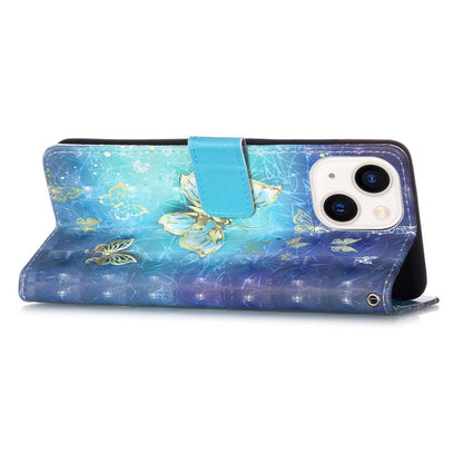 iPhone 15 Leather Flip Phone Case with 3D Painted Design, Card Holder, Wallet & Stand Function - Durable Protection & Easy Access