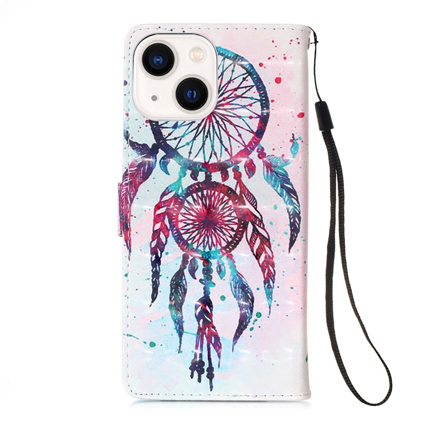 iPhone 15 Leather Flip Phone Case with 3D Painted Design, Card Holder, Wallet & Stand Function - Durable Protection & Easy Access