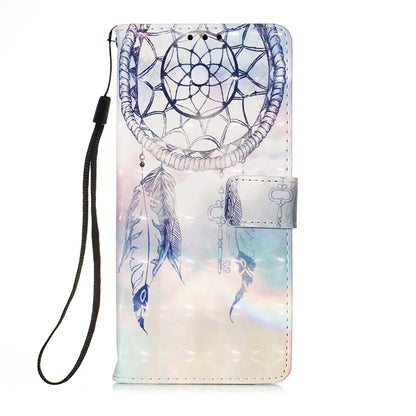 iPhone 15 Leather Flip Phone Case with 3D Painted Design, Card Holder, Wallet & Stand Function - Durable Protection & Easy Access