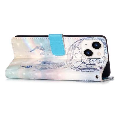 iPhone 15 Leather Flip Phone Case with 3D Painted Design, Card Holder, Wallet & Stand Function - Durable Protection & Easy Access