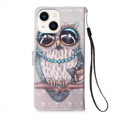 iPhone 15 Leather Flip Phone Case with 3D Painted Design, Card Holder, Wallet & Stand Function - Durable Protection & Easy Access