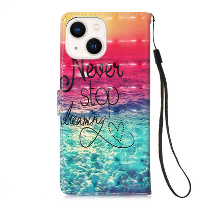 iPhone 15 Leather Flip Phone Case with 3D Painted Design, Card Holder, Wallet & Stand Function - Durable Protection & Easy Access