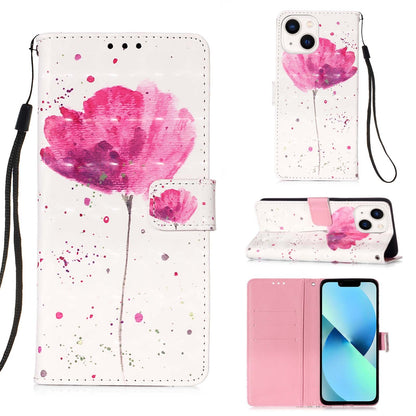 iPhone 15 Leather Flip Phone Case with 3D Painted Design, Card Holder, Wallet & Stand Function - Durable Protection & Easy Access