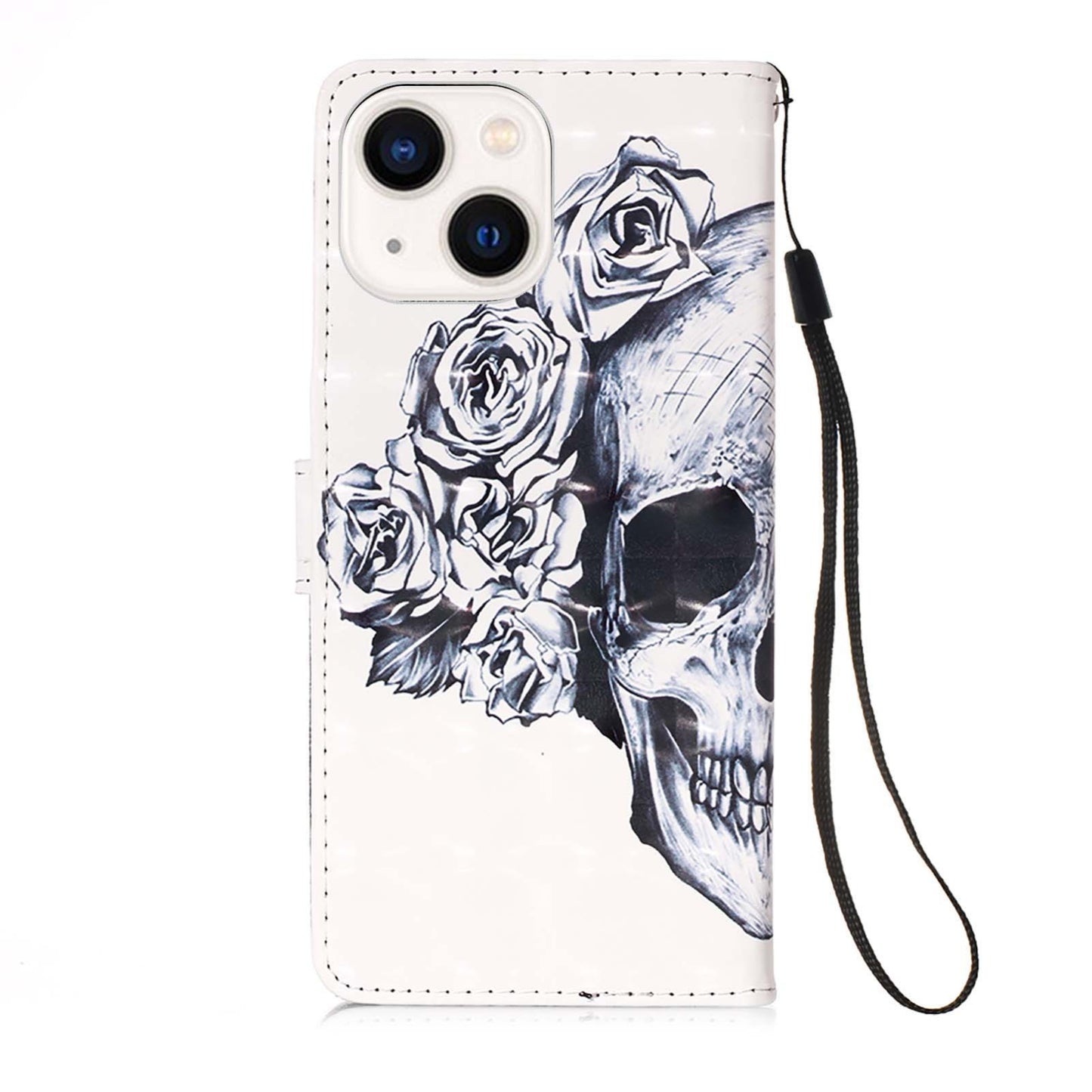 iPhone 15 Leather Flip Phone Case with 3D Painted Design, Card Holder, Wallet & Stand Function - Durable Protection & Easy Access