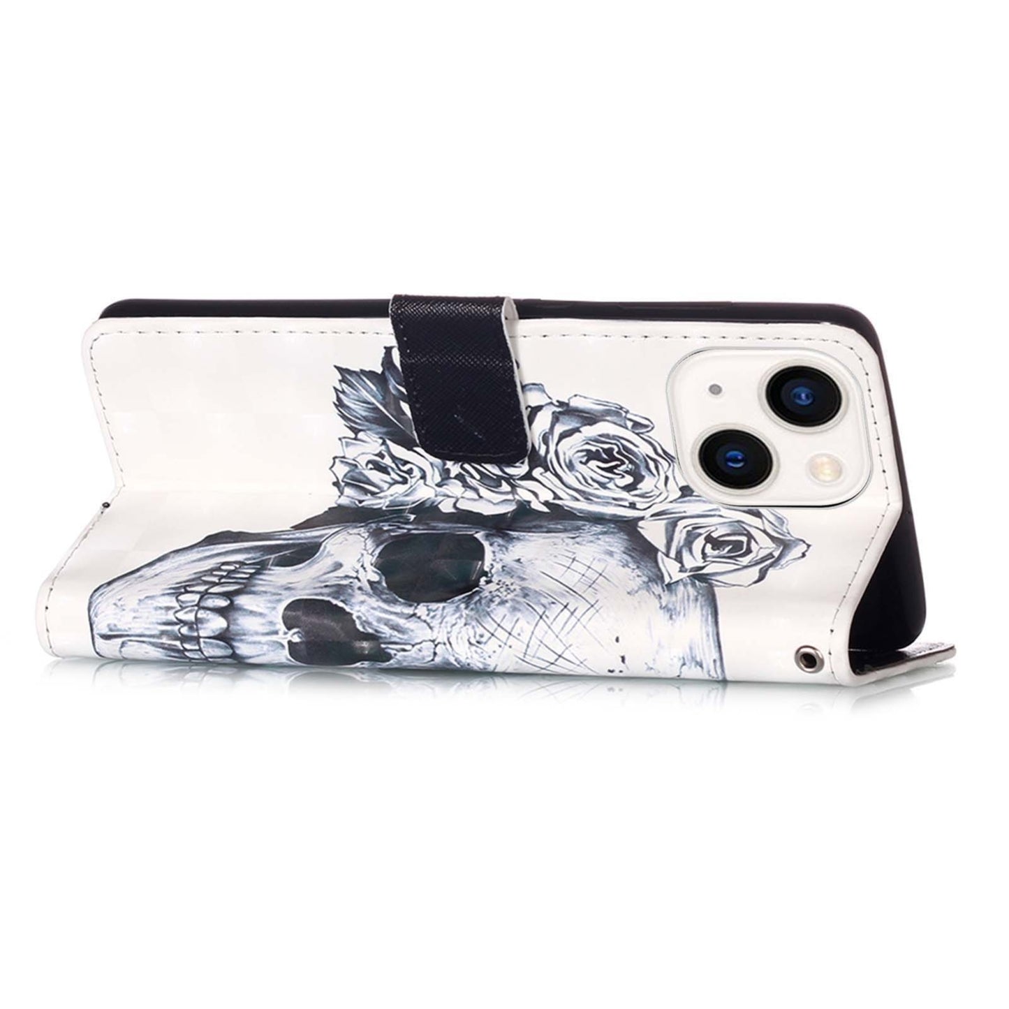 iPhone 15 Leather Flip Phone Case with 3D Painted Design, Card Holder, Wallet & Stand Function - Durable Protection & Easy Access