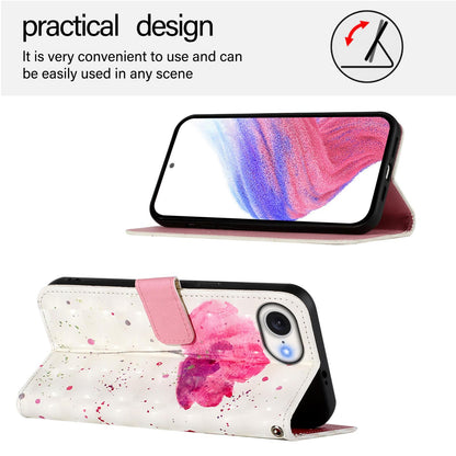 iPhone 16e Leather Flip Phone Case with 3D Painted Design, Card Holder, Wallet & Stand Function - Durable Protection & Easy Access
