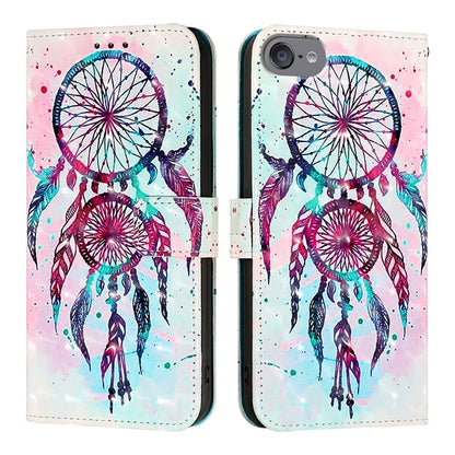 iPod Touch 5/6/7 Leather Flip Phone Case with 3D Painted Design, Card Holder, Wallet & Stand Function - Durable Protection & Easy Access