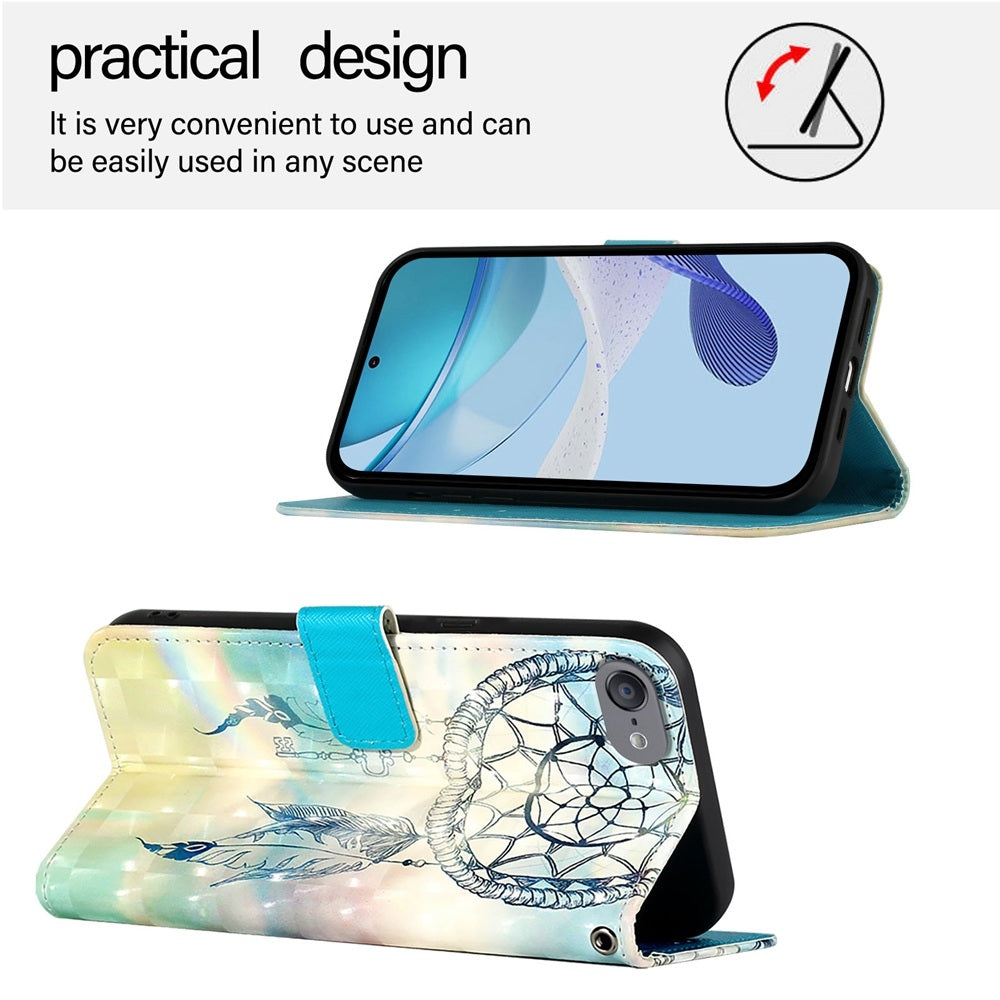 iPod Touch 5/6/7 Leather Flip Phone Case with 3D Painted Design, Card Holder, Wallet & Stand Function - Durable Protection & Easy Access