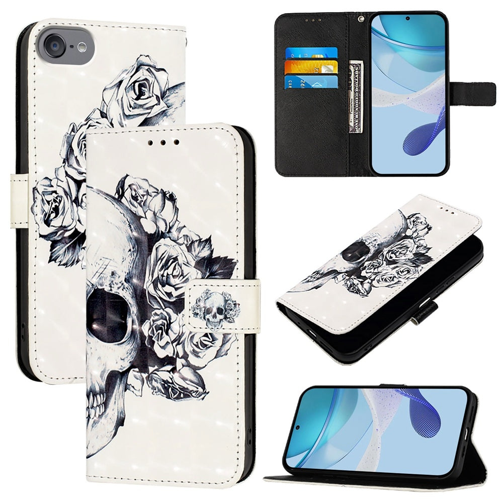 iPod Touch 5/6/7 Leather Flip Phone Case with 3D Painted Design, Card Holder, Wallet & Stand Function - Durable Protection & Easy Access