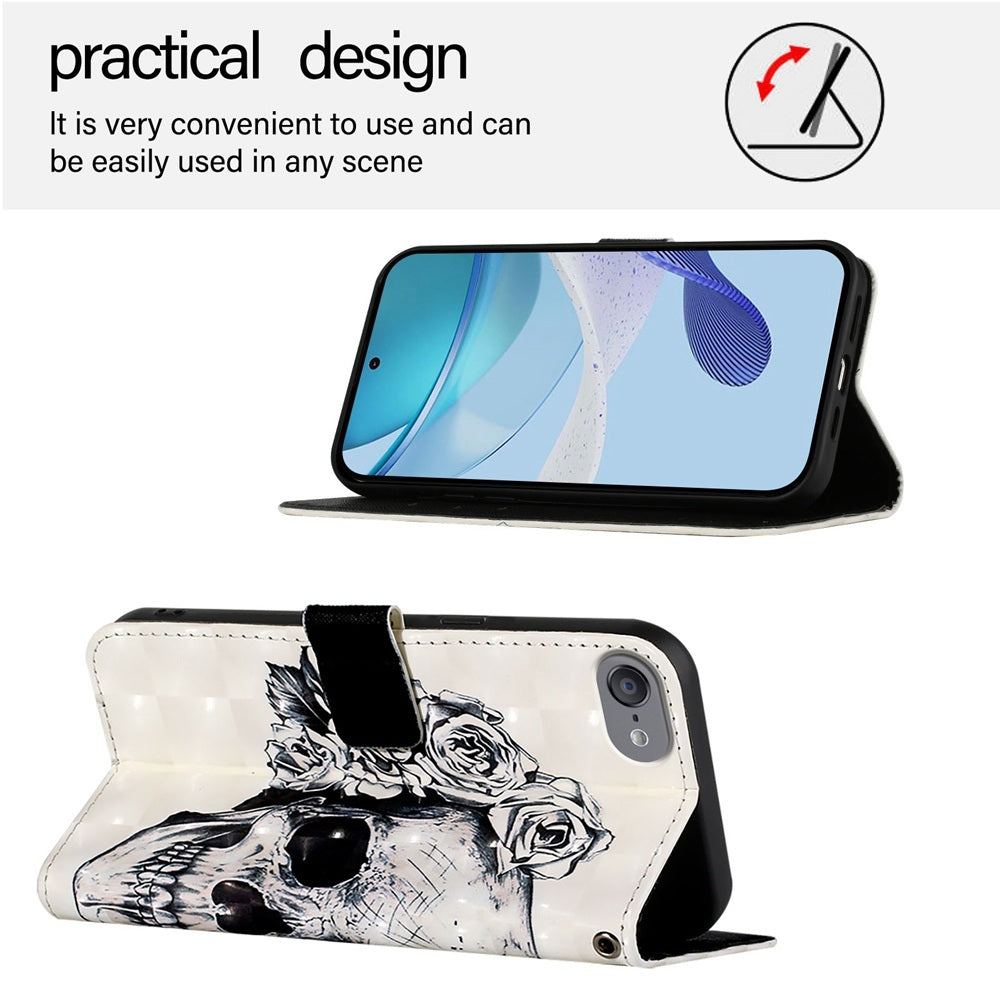 iPod Touch 5/6/7 Leather Flip Phone Case with 3D Painted Design, Card Holder, Wallet & Stand Function - Durable Protection & Easy Access