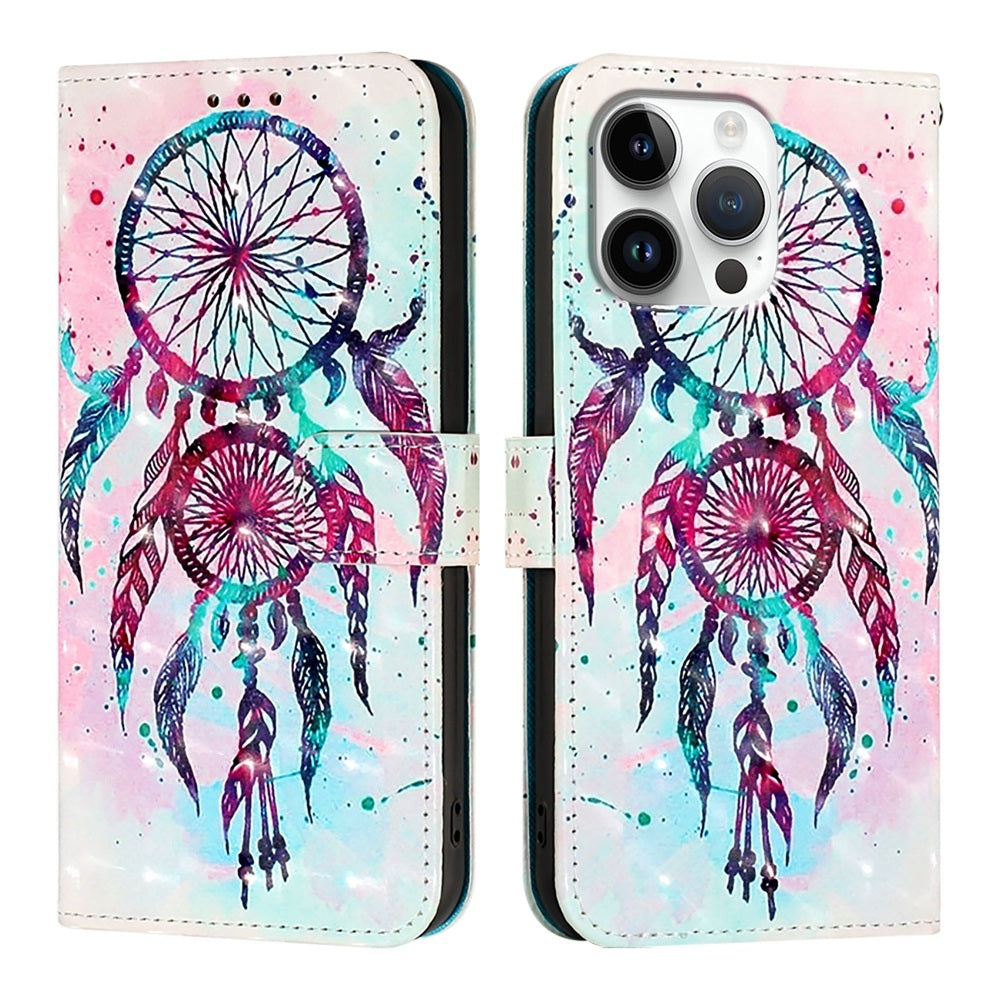 iPhone 16 Pro Max Leather Flip Phone Case with 3D Painted Design, Card Holder, Wallet & Stand Function - Durable Protection & Easy Access