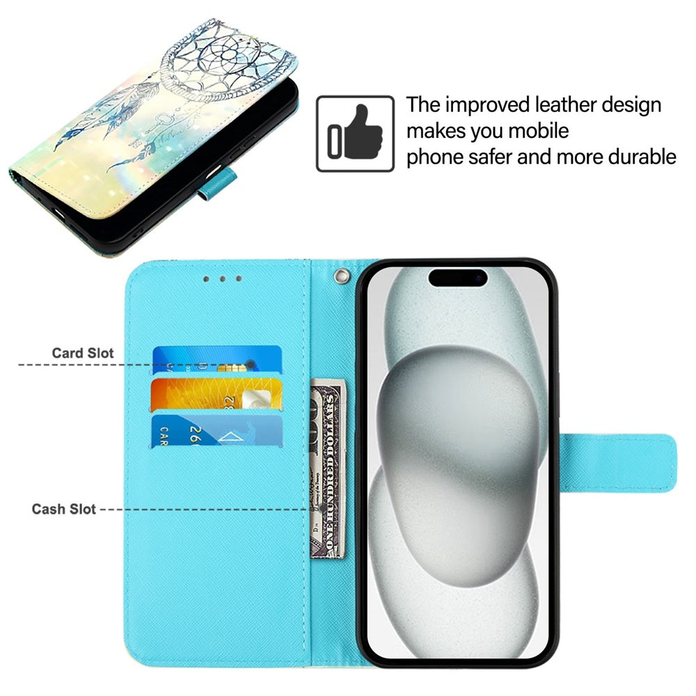iPhone 16 Pro Max Leather Flip Phone Case with 3D Painted Design, Card Holder, Wallet & Stand Function - Durable Protection & Easy Access
