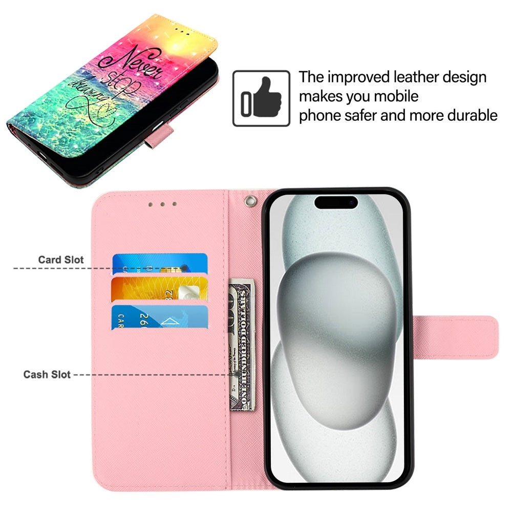 iPhone 16 Pro Max Leather Flip Phone Case with 3D Painted Design, Card Holder, Wallet & Stand Function - Durable Protection & Easy Access