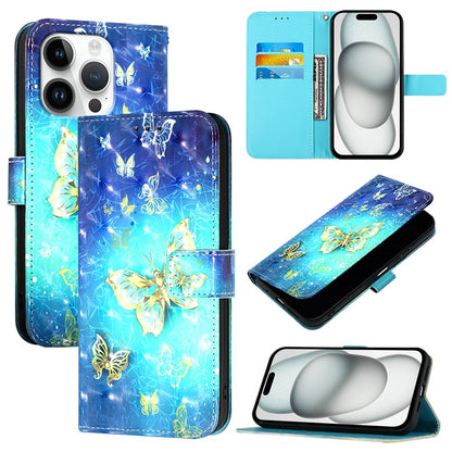 iPhone 16 Pro Leather Flip Phone Case with 3D Painted Design, Card Holder, Wallet & Stand Function - Durable Protection & Easy Access
