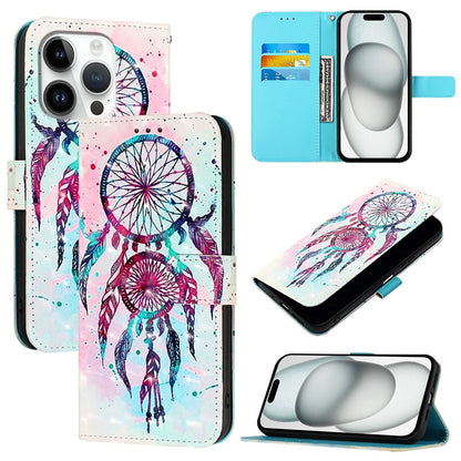 iPhone 16 Pro Leather Flip Phone Case with 3D Painted Design, Card Holder, Wallet & Stand Function - Durable Protection & Easy Access
