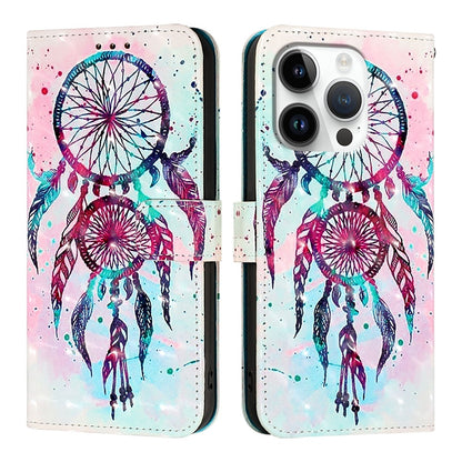 iPhone 16 Pro Leather Flip Phone Case with 3D Painted Design, Card Holder, Wallet & Stand Function - Durable Protection & Easy Access
