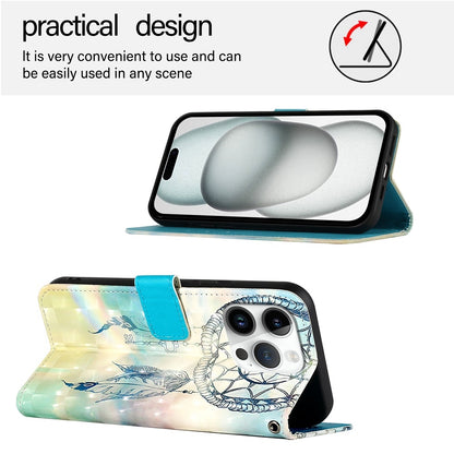 iPhone 16 Pro Leather Flip Phone Case with 3D Painted Design, Card Holder, Wallet & Stand Function - Durable Protection & Easy Access