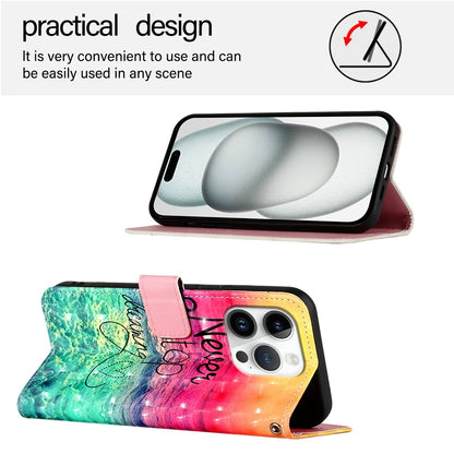 iPhone 16 Pro Leather Flip Phone Case with 3D Painted Design, Card Holder, Wallet & Stand Function - Durable Protection & Easy Access