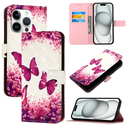 iPhone 16 Pro Leather Flip Phone Case with 3D Painted Design, Card Holder, Wallet & Stand Function - Durable Protection & Easy Access