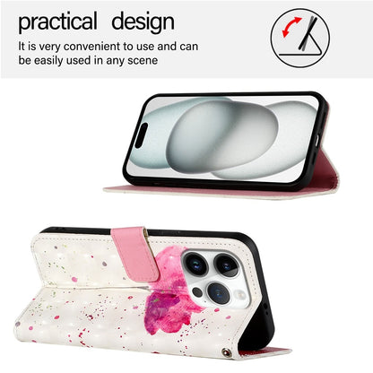 iPhone 16 Pro Leather Flip Phone Case with 3D Painted Design, Card Holder, Wallet & Stand Function - Durable Protection & Easy Access