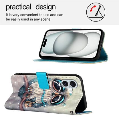 iPhone 16 Plus Leather Flip Phone Case with 3D Painted Design, Card Holder, Wallet & Stand Function - Durable Protection & Easy Access