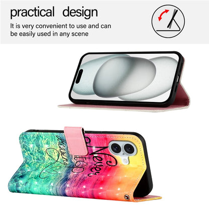 iPhone 16 Plus Leather Flip Phone Case with 3D Painted Design, Card Holder, Wallet & Stand Function - Durable Protection & Easy Access