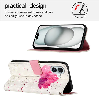 iPhone 16 Plus Leather Flip Phone Case with 3D Painted Design, Card Holder, Wallet & Stand Function - Durable Protection & Easy Access