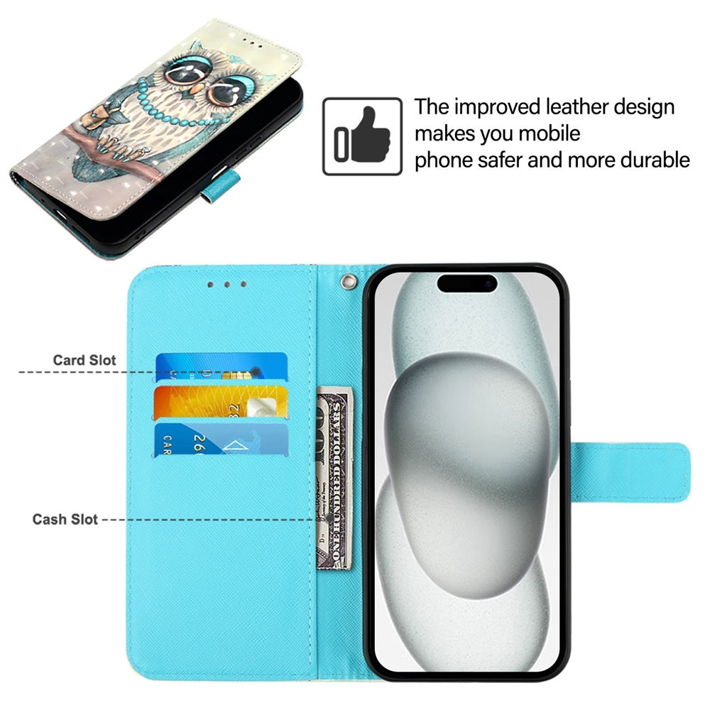 iPhone 16 Leather Flip Phone Case with 3D Painted Design, Card Holder, Wallet & Stand Function - Durable Protection & Easy Access