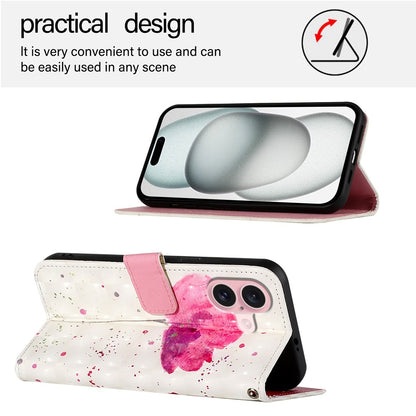 iPhone 16 Leather Flip Phone Case with 3D Painted Design, Card Holder, Wallet & Stand Function - Durable Protection & Easy Access