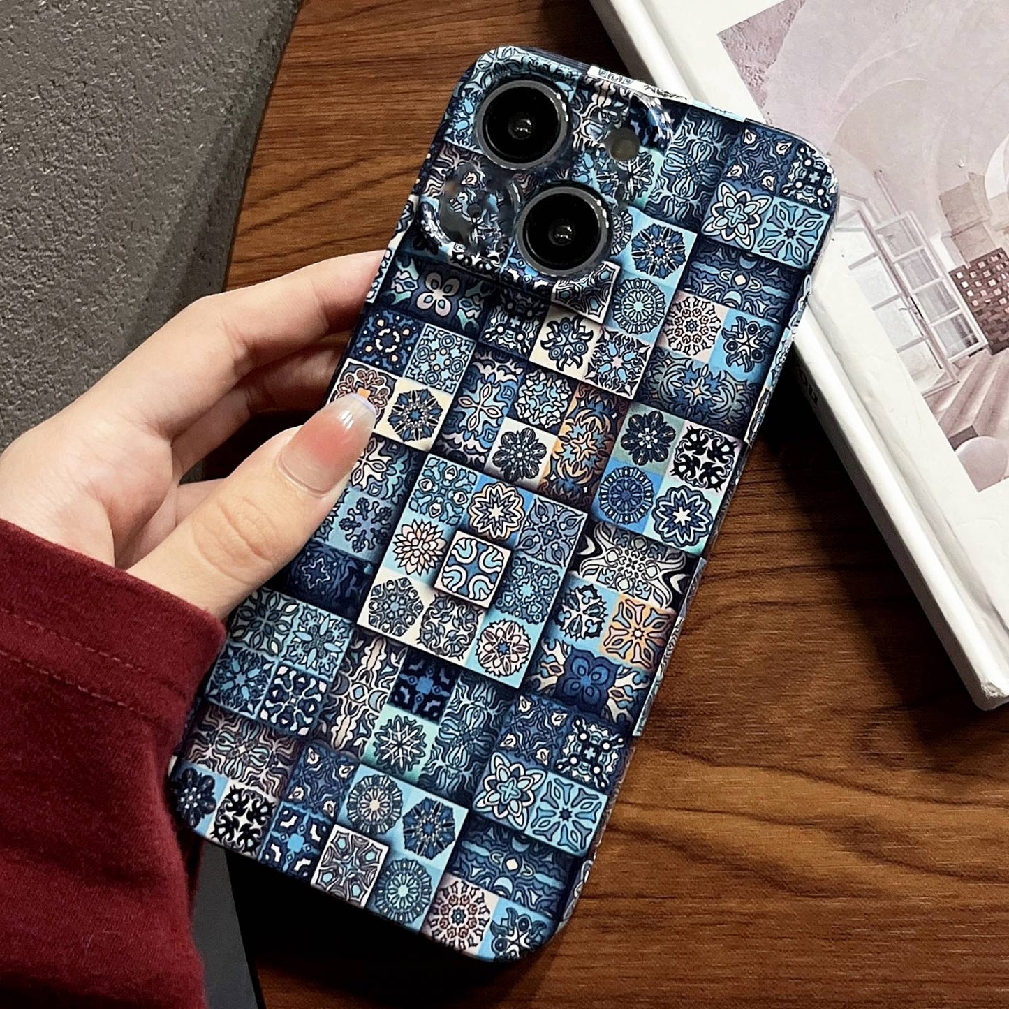 iPhone 14 Plus Painted Pattern PC Phone Case with Precise Hole Design