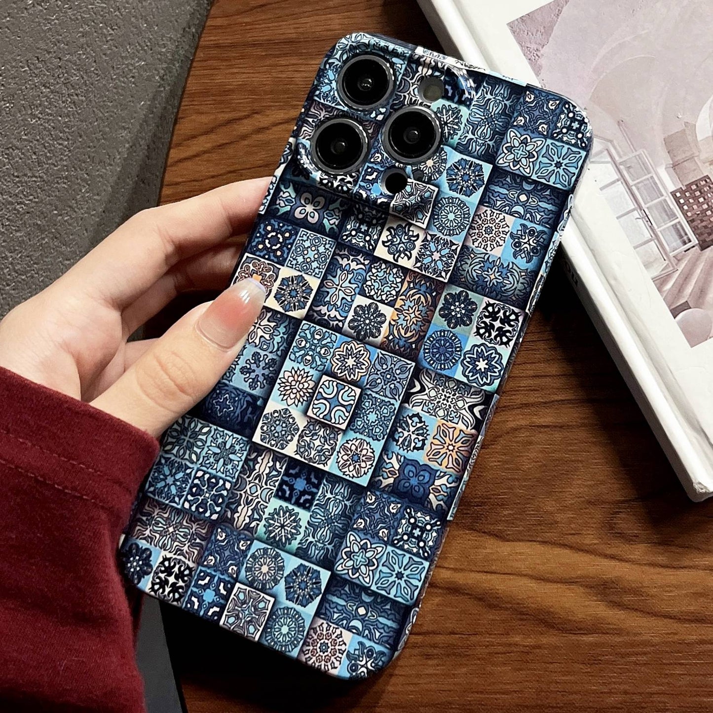 iPhone 14 Pro Painted Pattern PC Phone Case with Precise Hole Design