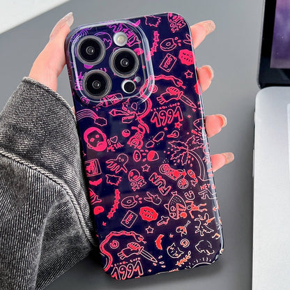 iPhone 14 Pro Painted Pattern PC Phone Case with Precise Hole Design