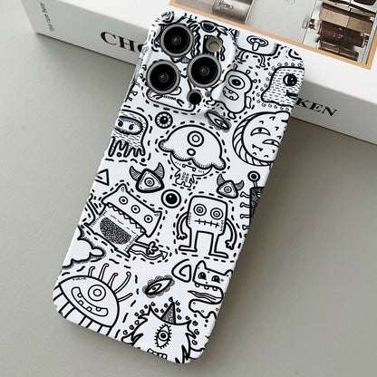 iPhone 14 Pro Painted Pattern PC Phone Case with Precise Hole Design