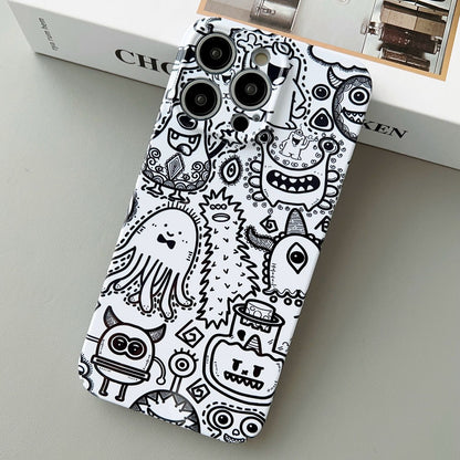 iPhone 14 Pro Painted Pattern PC Phone Case with Precise Hole Design