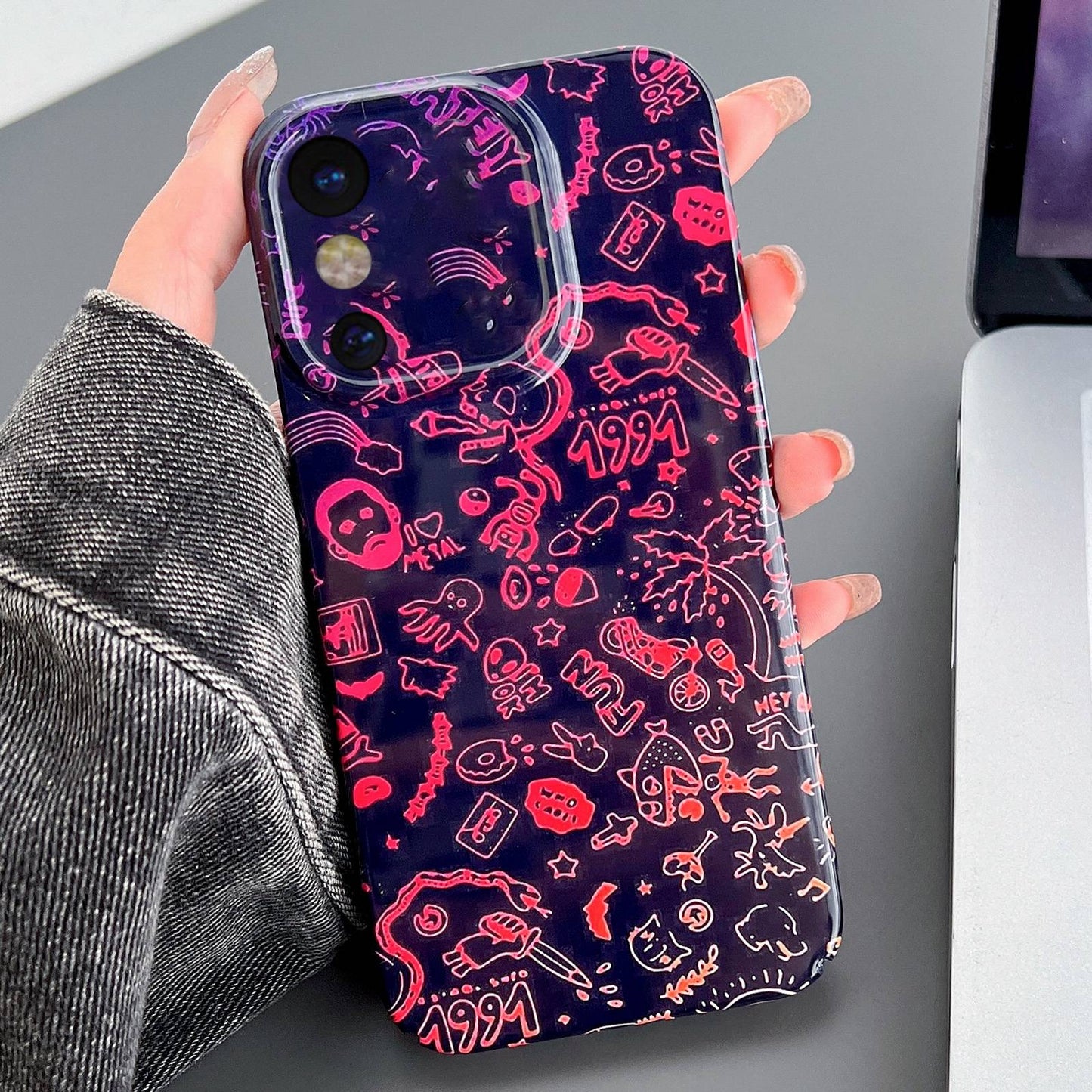 iPhone XS Painted Pattern PC Phone Case with Precise Hole Design