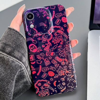 iPhone XR Painted Pattern PC Phone Case with Precise Hole Design