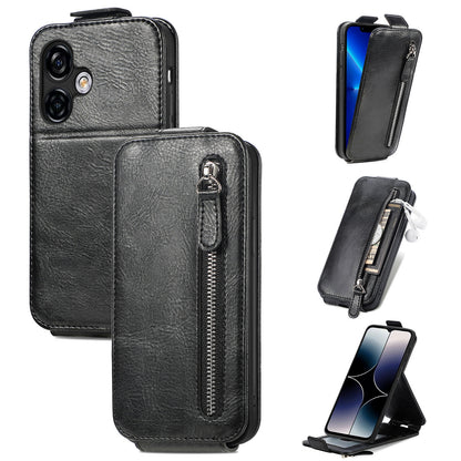 Ulefone Note 16 Pro Zipper Wallet Case - Vertical Flip Leather Phone Cover with Multiple Card Slots and Stand