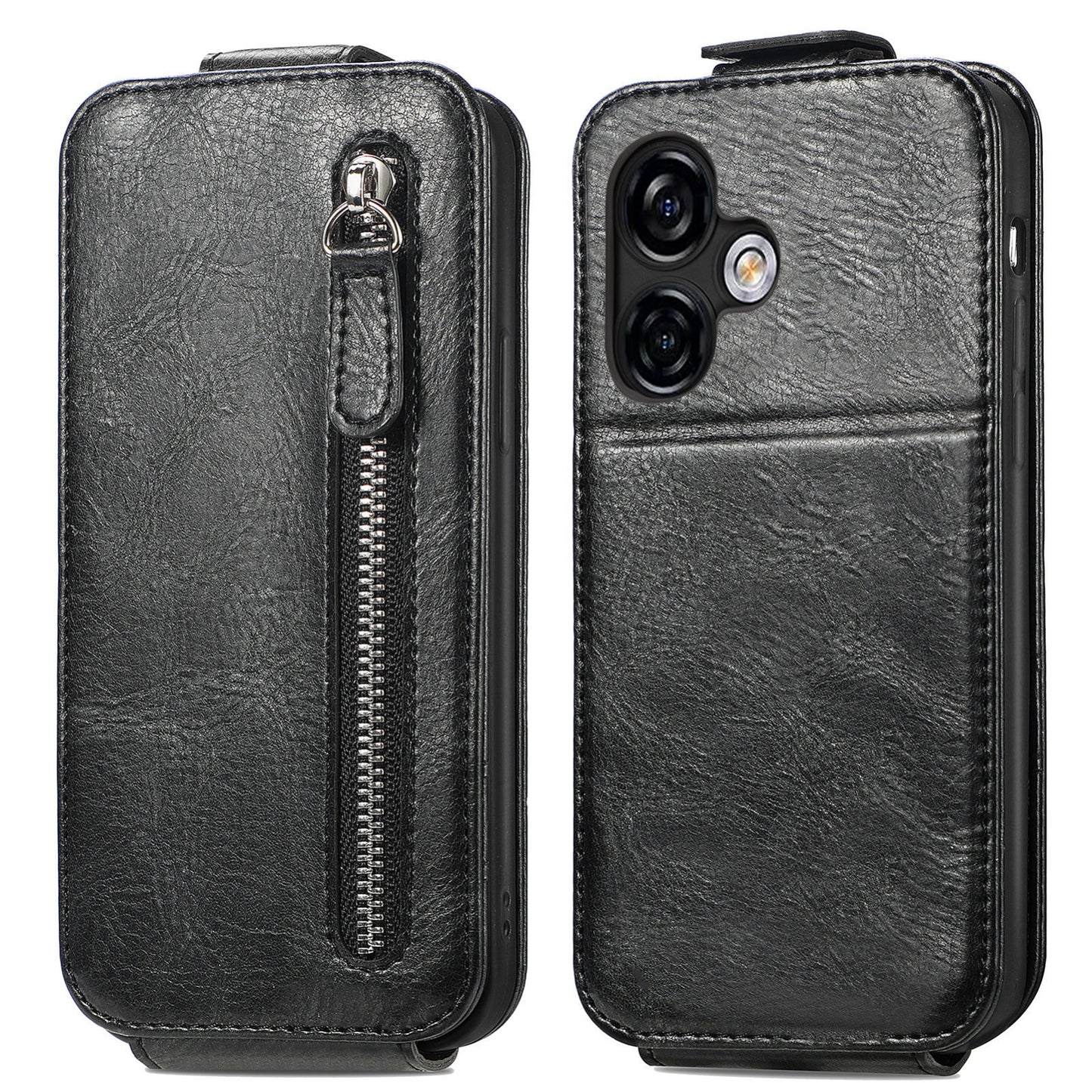 Ulefone Note 16 Pro Zipper Wallet Case - Vertical Flip Leather Phone Cover with Multiple Card Slots and Stand