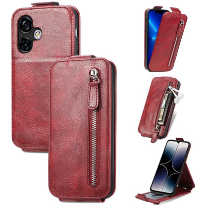 Ulefone Note 16 Pro Zipper Wallet Case - Vertical Flip Leather Phone Cover with Multiple Card Slots and Stand