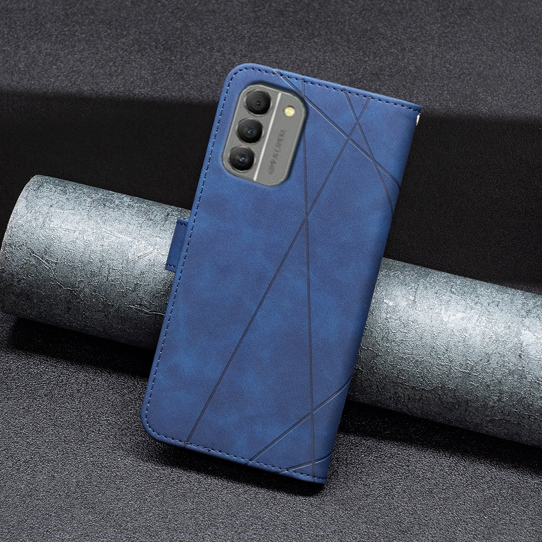 Nokia G310 Rhombus Texture Leather Phone Case with Magnetic Buckle and Card Holder