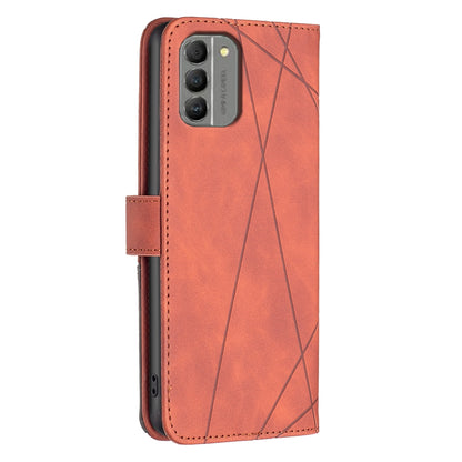 Nokia G310 Rhombus Texture Leather Phone Case with Magnetic Buckle and Card Holder