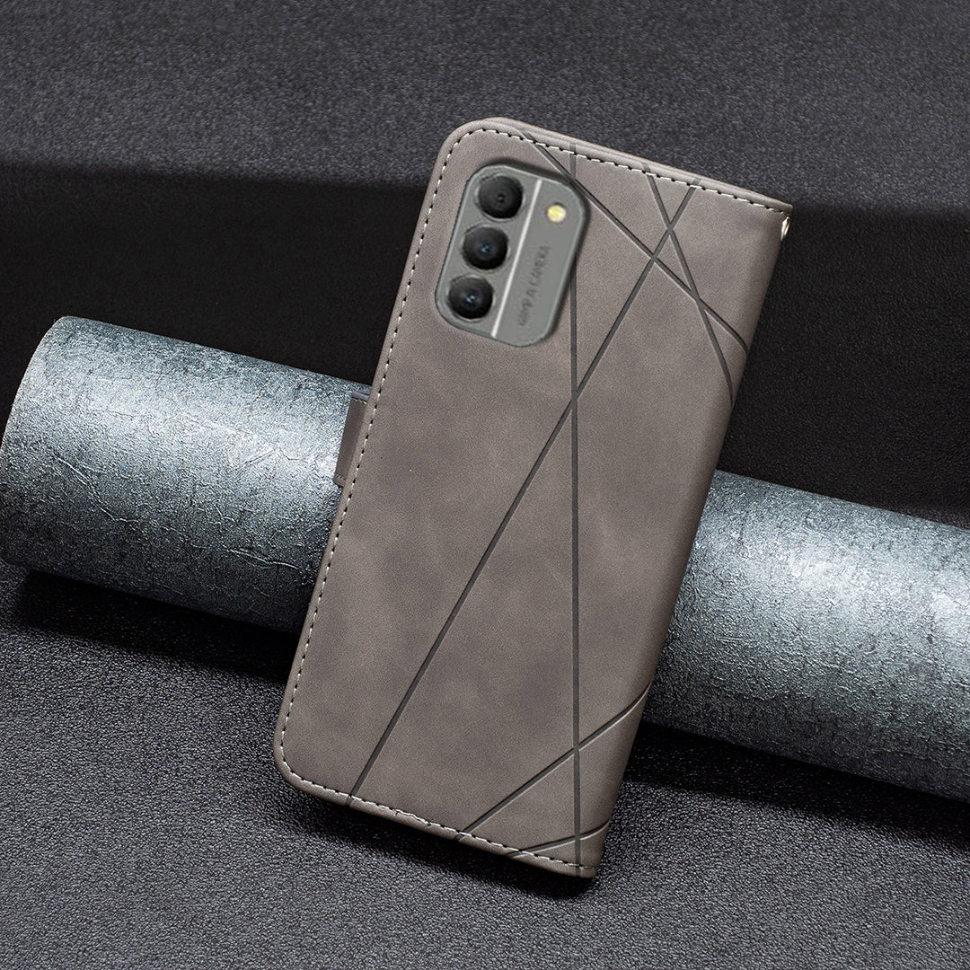Nokia G310 Rhombus Texture Leather Phone Case with Magnetic Buckle and Card Holder