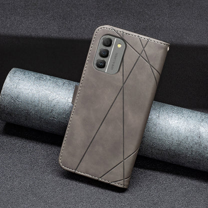 Nokia G310 Rhombus Texture Leather Phone Case with Magnetic Buckle and Card Holder